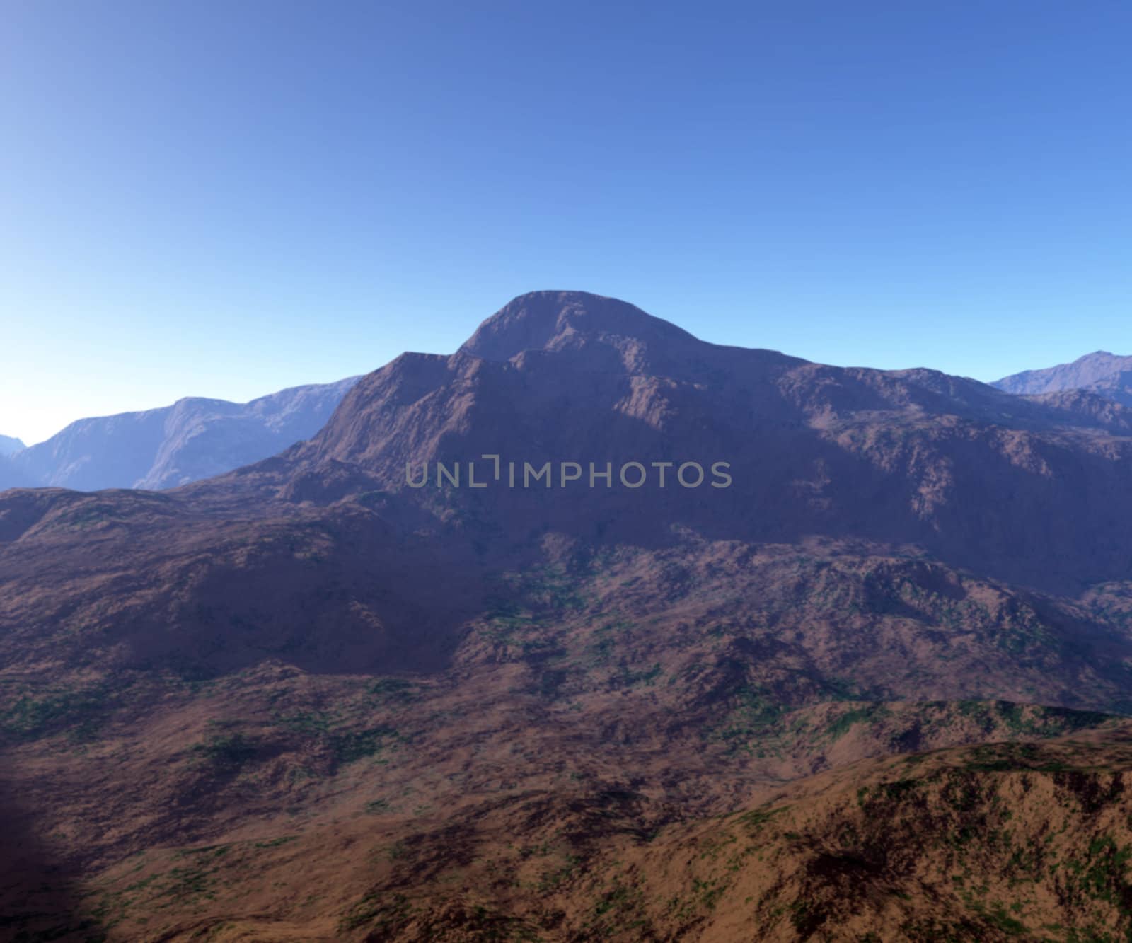 A 3d render of a beautiful mountain landscape - rocky terrain.
