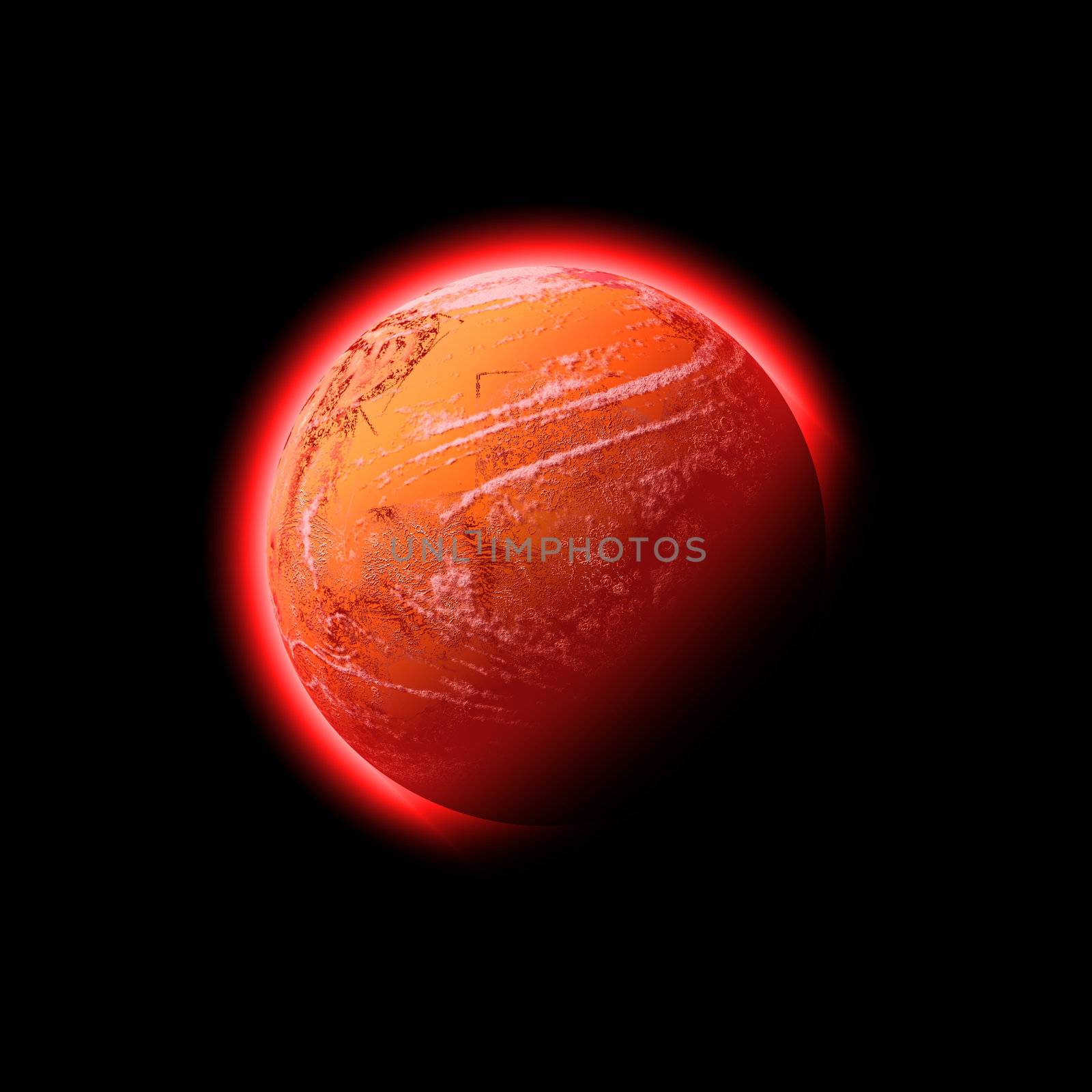 A red hot glowing planet - it works well as Mars or the Sun