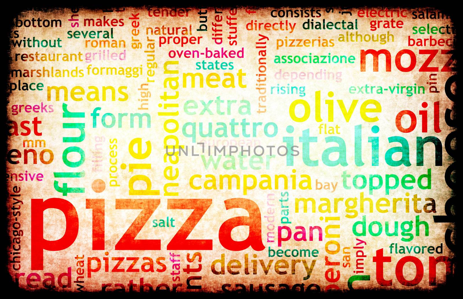 Pizza Menu as Concept Background with Toppings