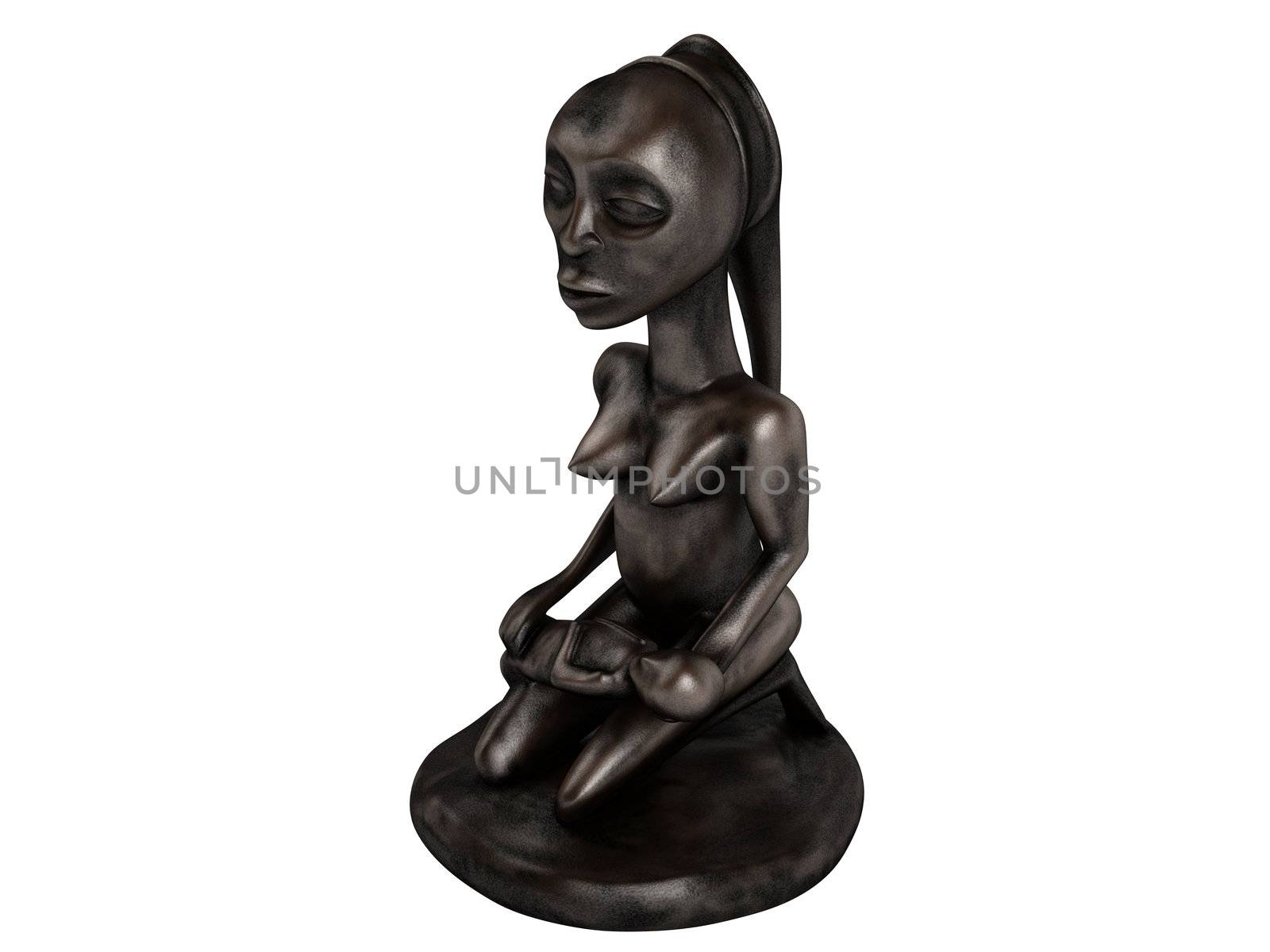 Old african statuette isolated on white background