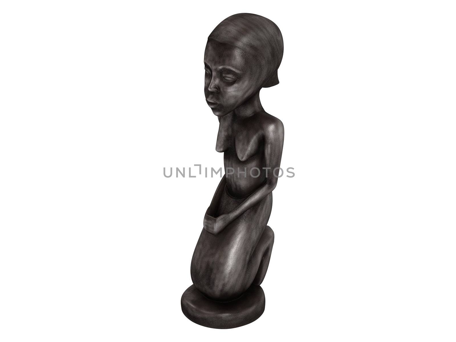 Old african statuette isolated on white background