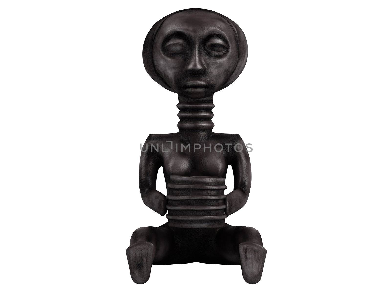 Old african statuette isolated on white background