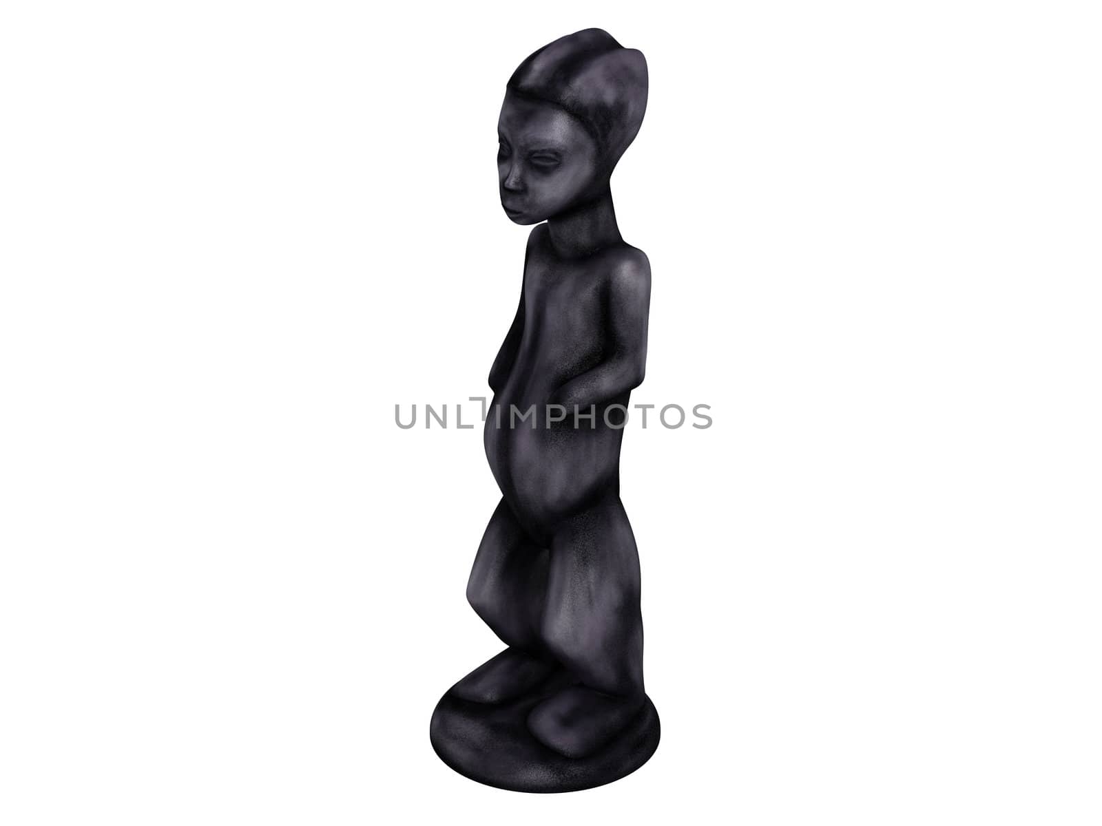 Old african statuette isolated on white background