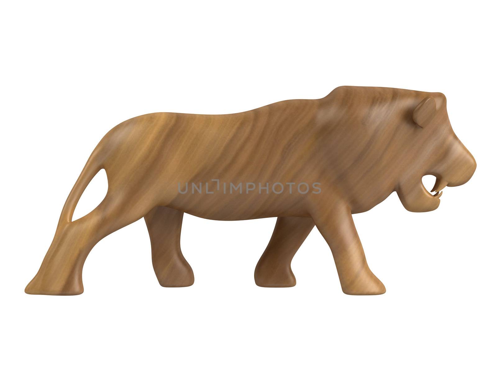 African animal statuette isolated on white background