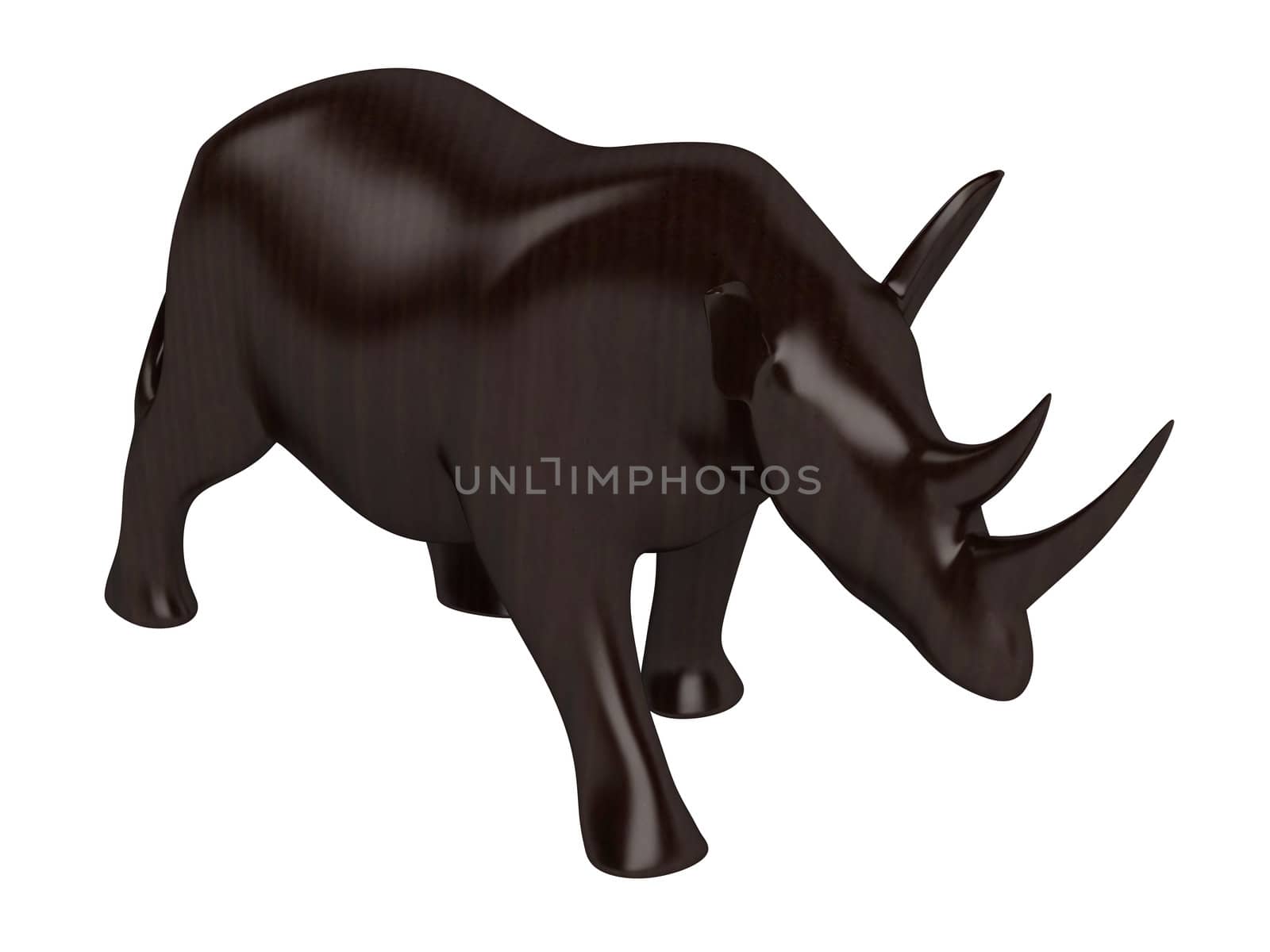 African animal statuette isolated on white background