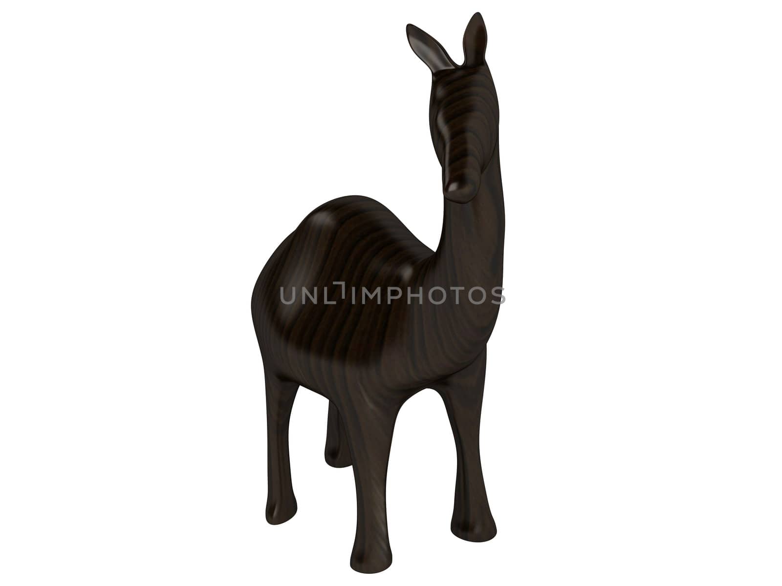 African animal statuette isolated on white background