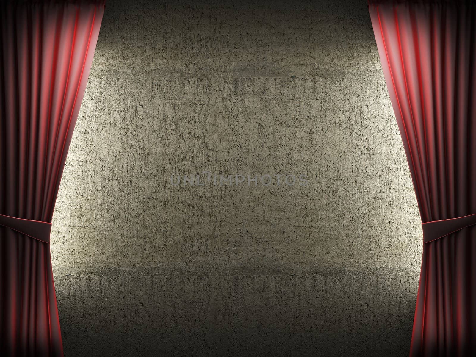 velvet curtain opening scene made in 3d