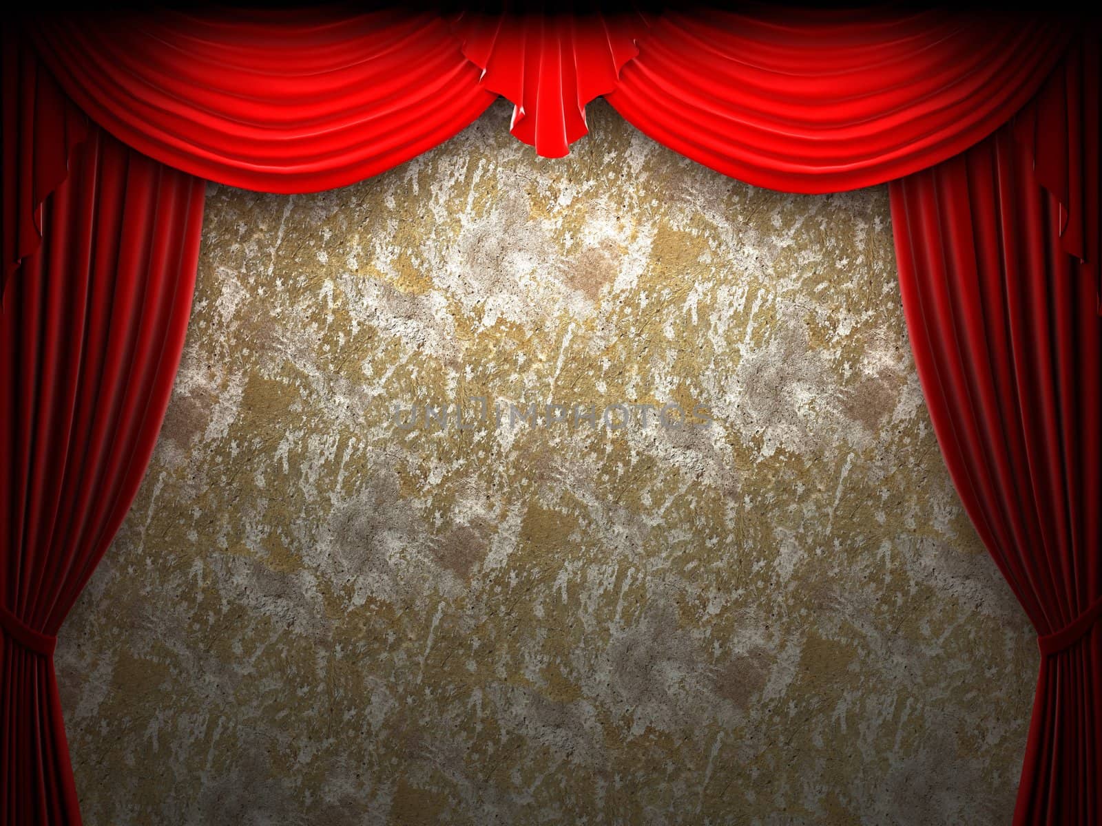 velvet curtain opening scene made in 3d