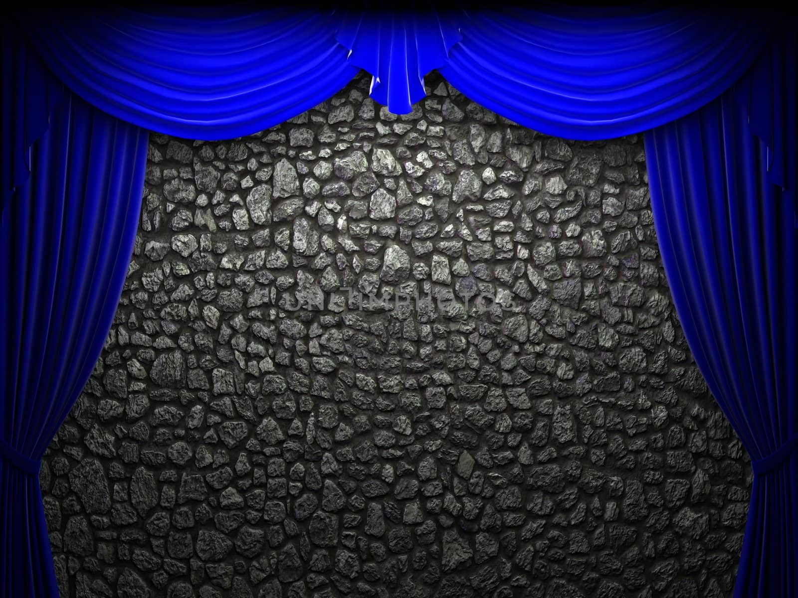 velvet curtain opening scene made in 3d