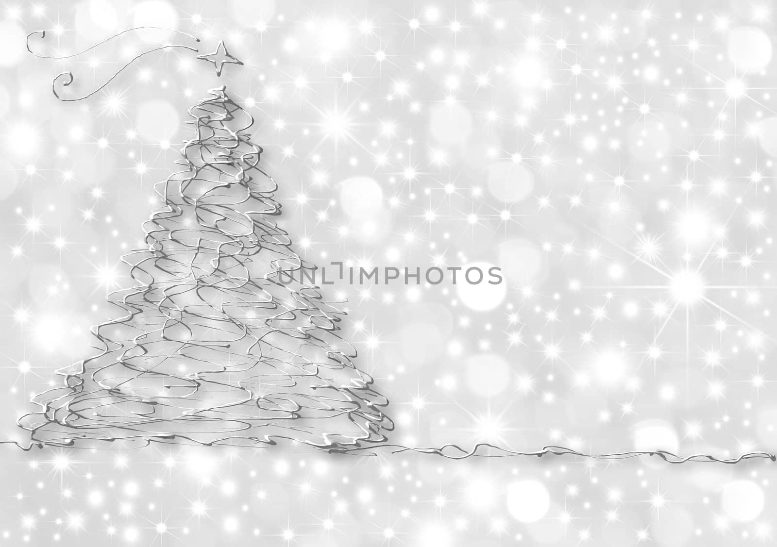 Christmas Cards, abstract silver fir on starry background