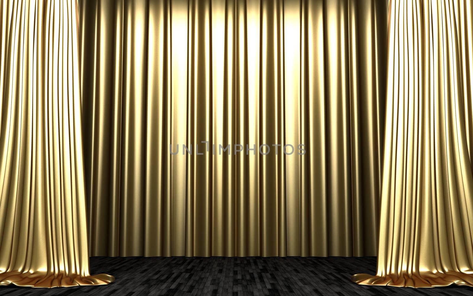 velvet curtain opening scene made in 3d