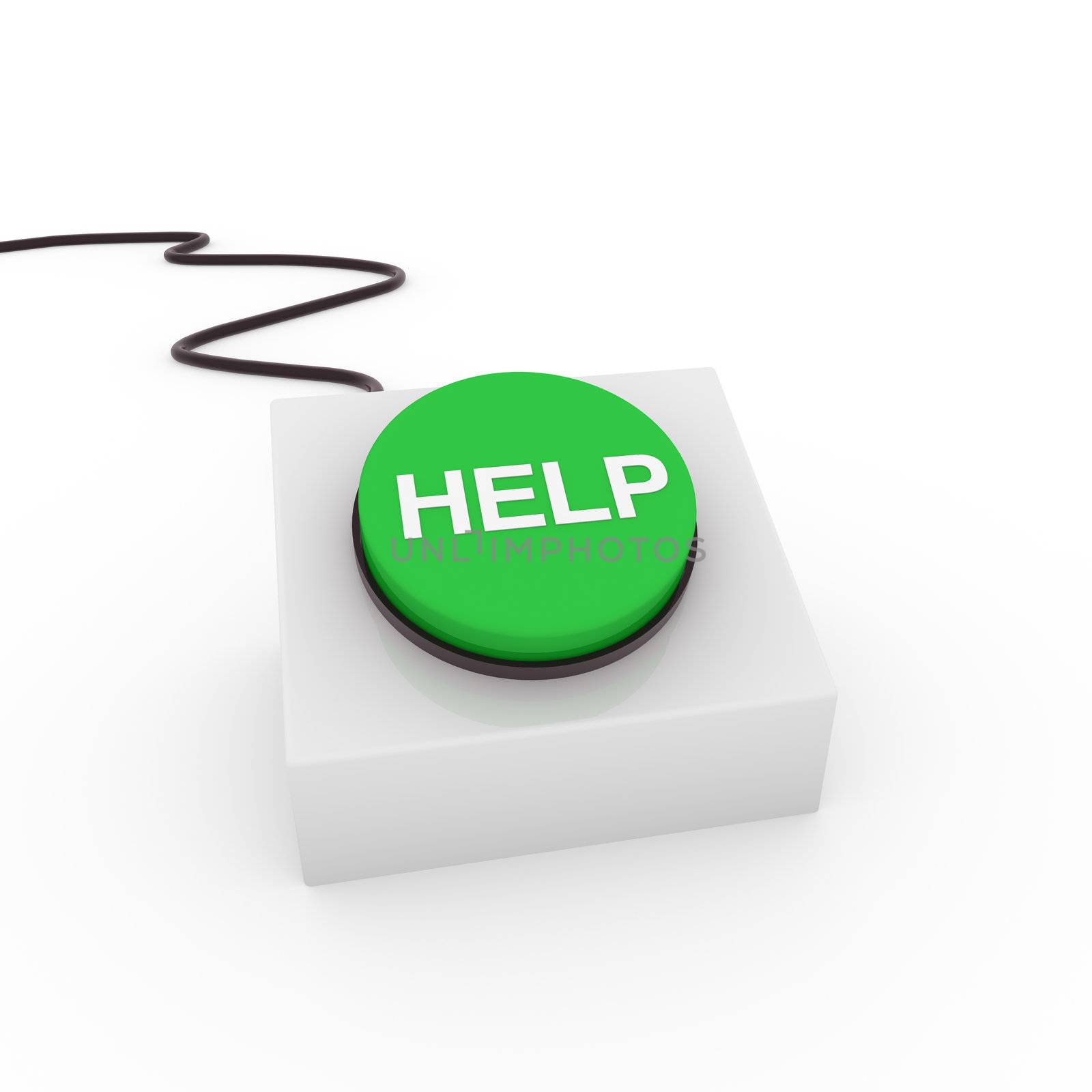 3d button green help push control sign switch