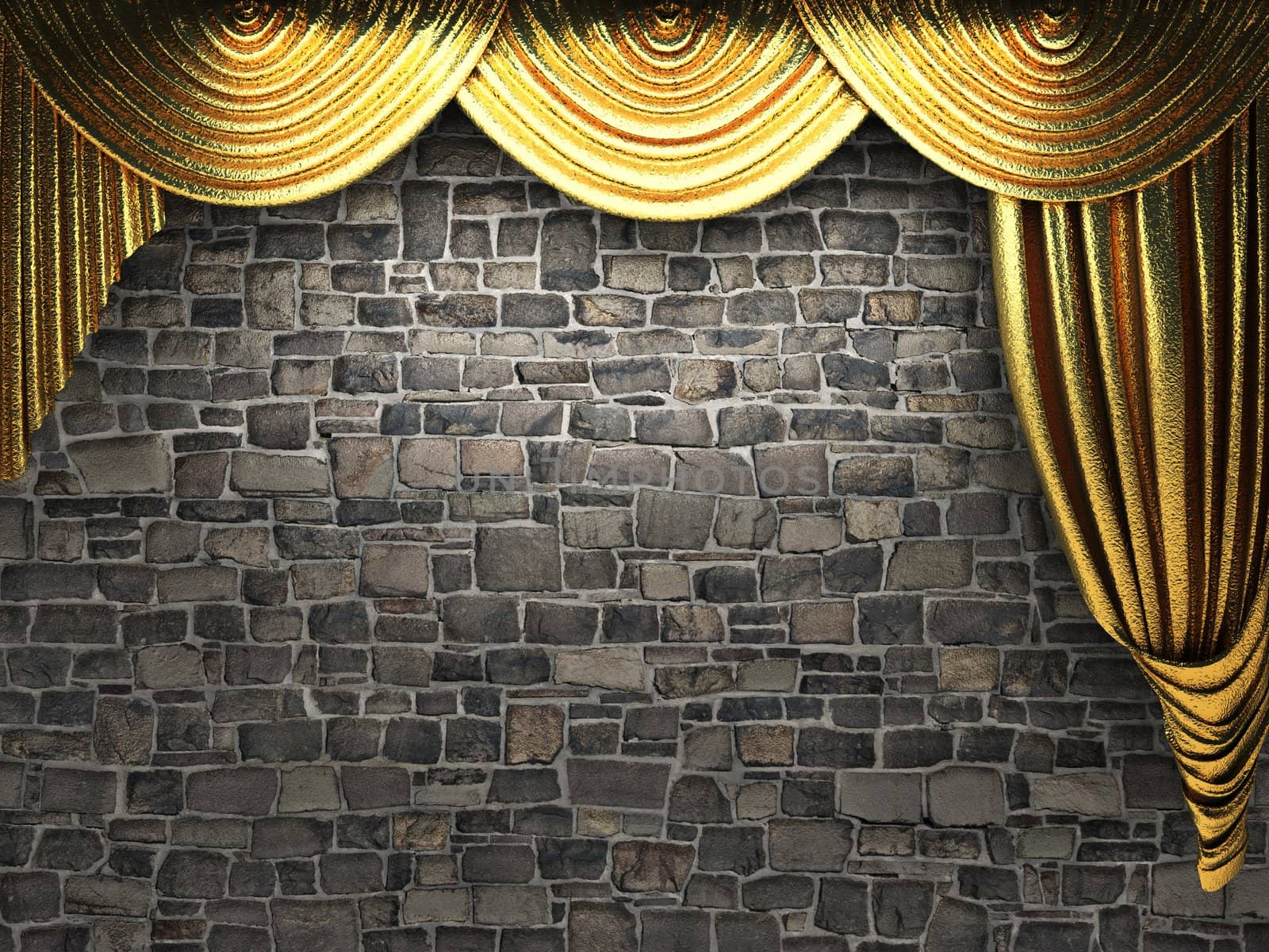 velvet curtain opening scene made in 3d