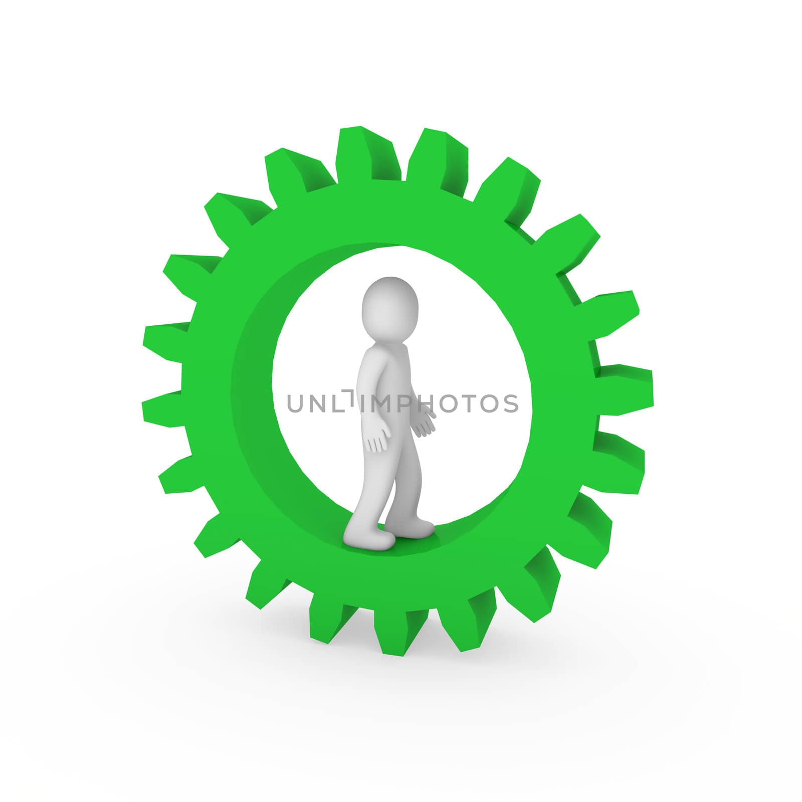 3d gear green human man business teamwork technology