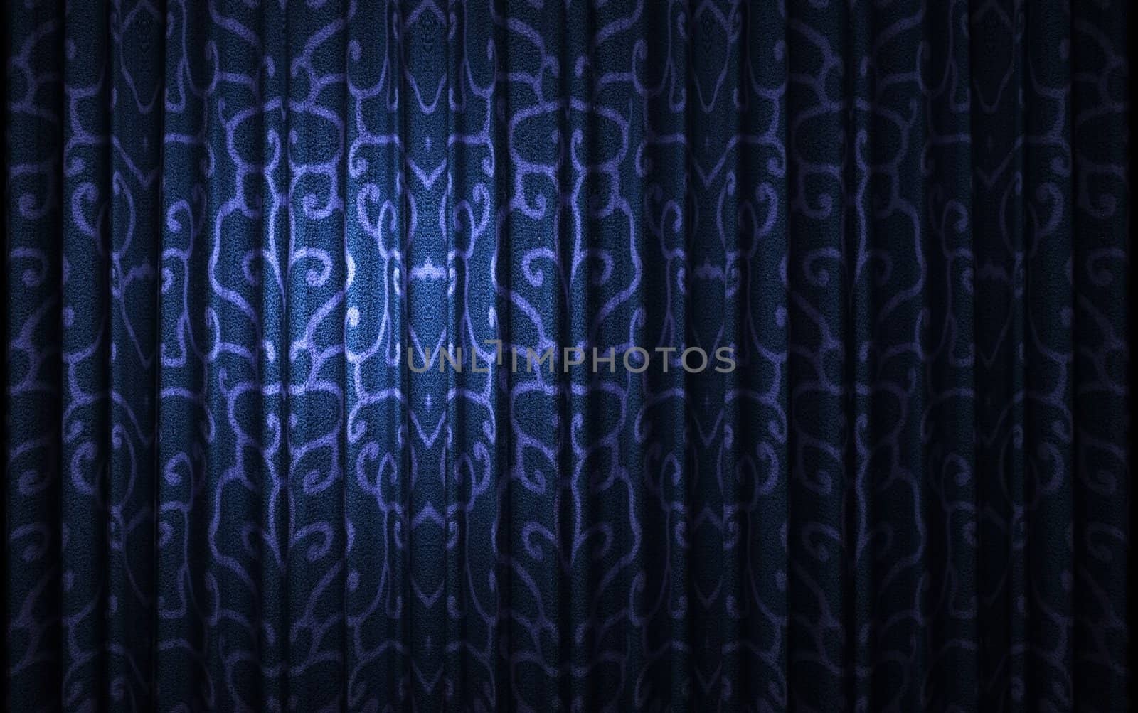blue velvet curtain opening scene made in 3d