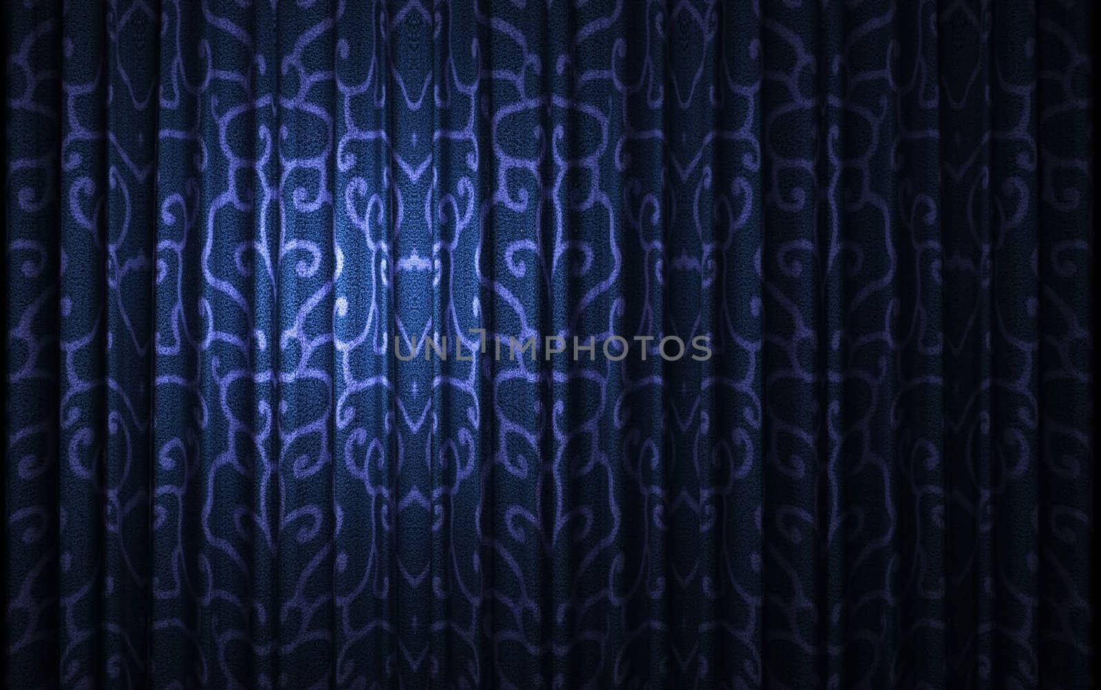 blue velvet curtain opening scene made in 3d