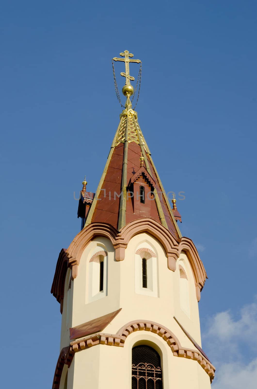 Tower pinnacle of St. Nicholas church in Vilnius, Lithuania.