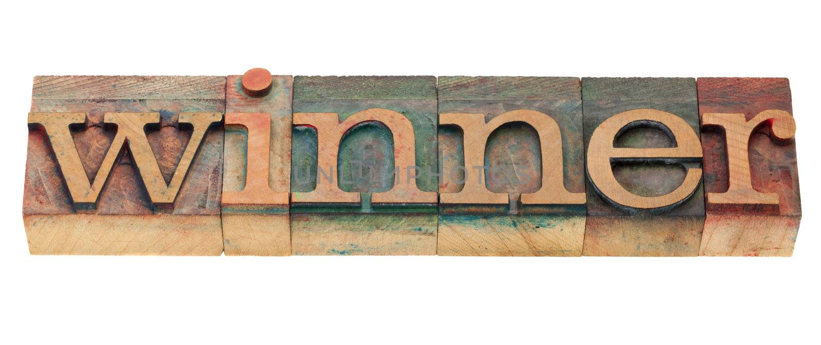 winner - isolated word in vintage wood letterpress printing blocks