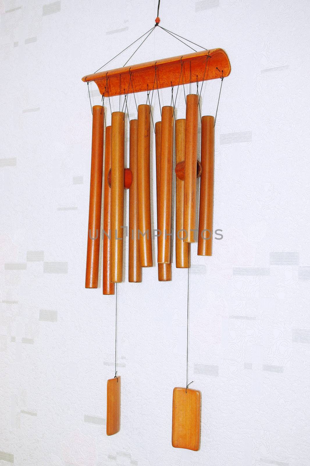 bamboo wind chimes hanging on the wall