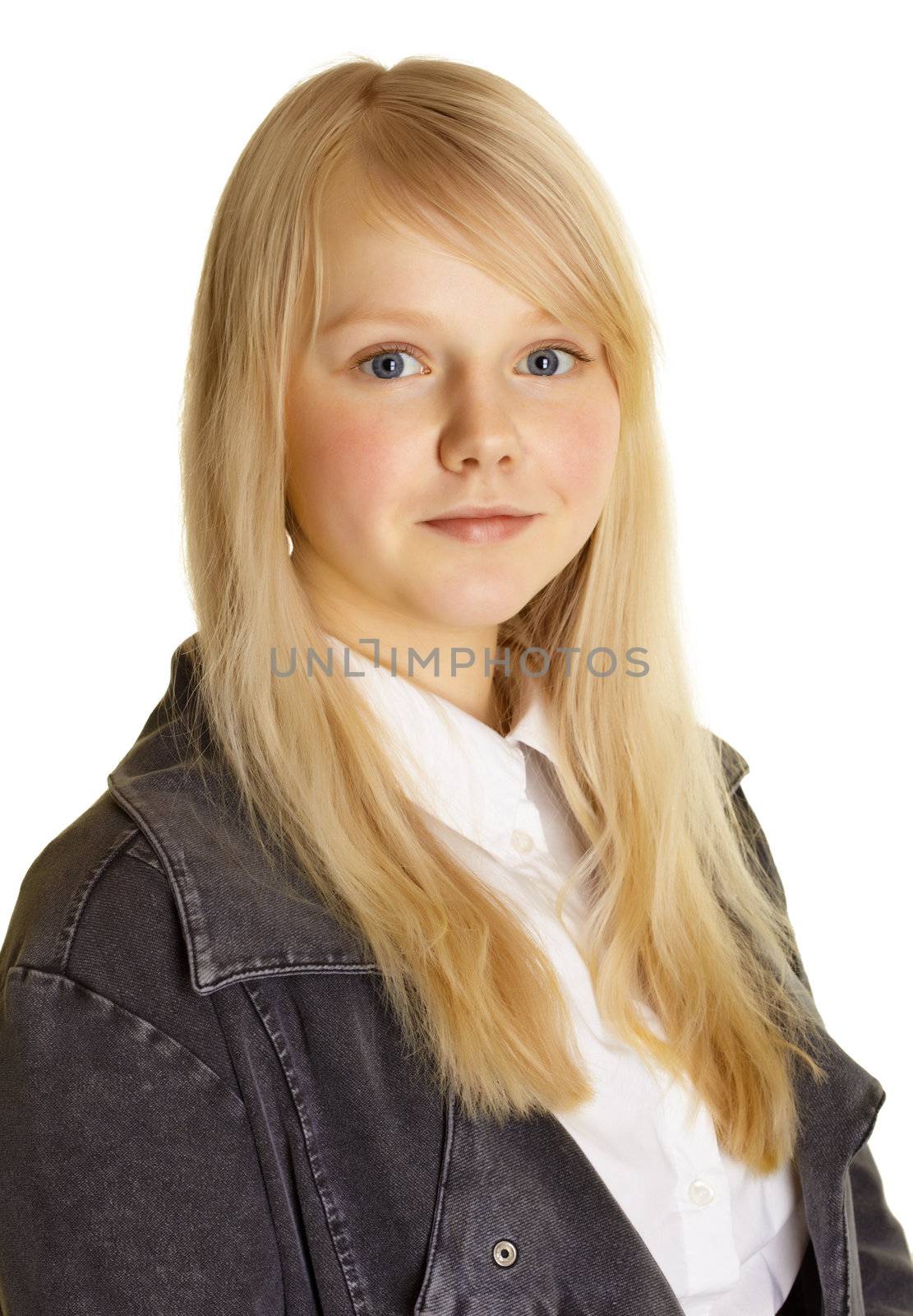 Portrait of a girl - teen with blond hair and pale skin