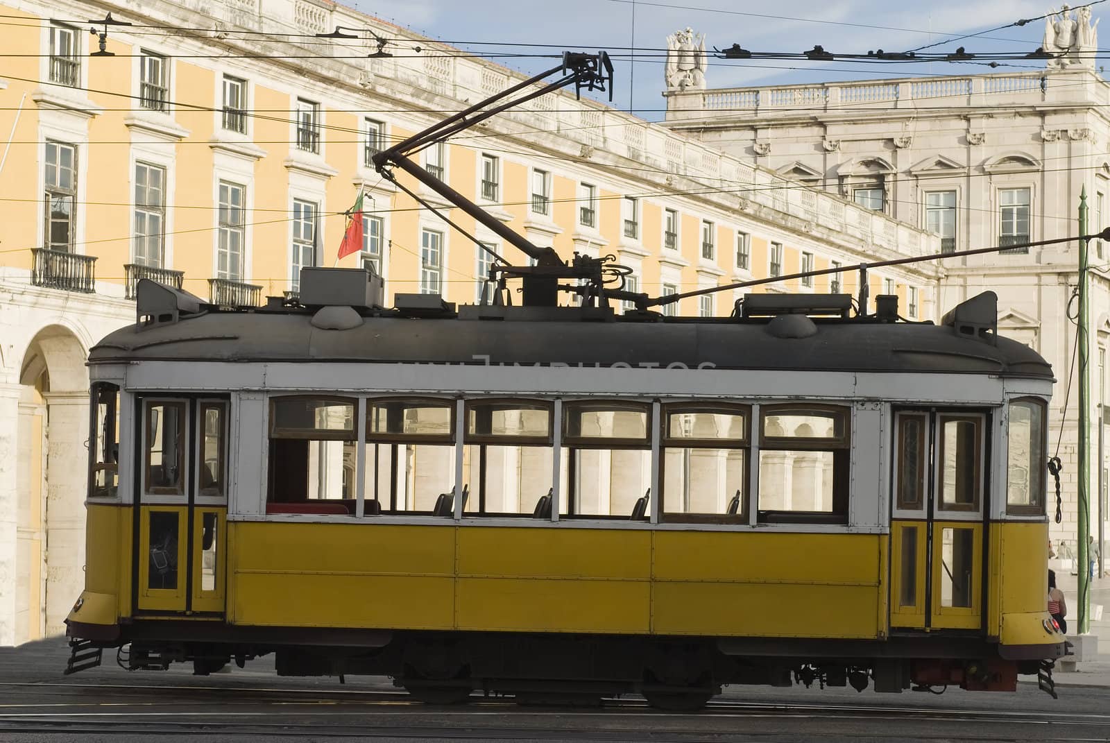 Classic tram on the streets of Lisbon in Portugal, Europe.