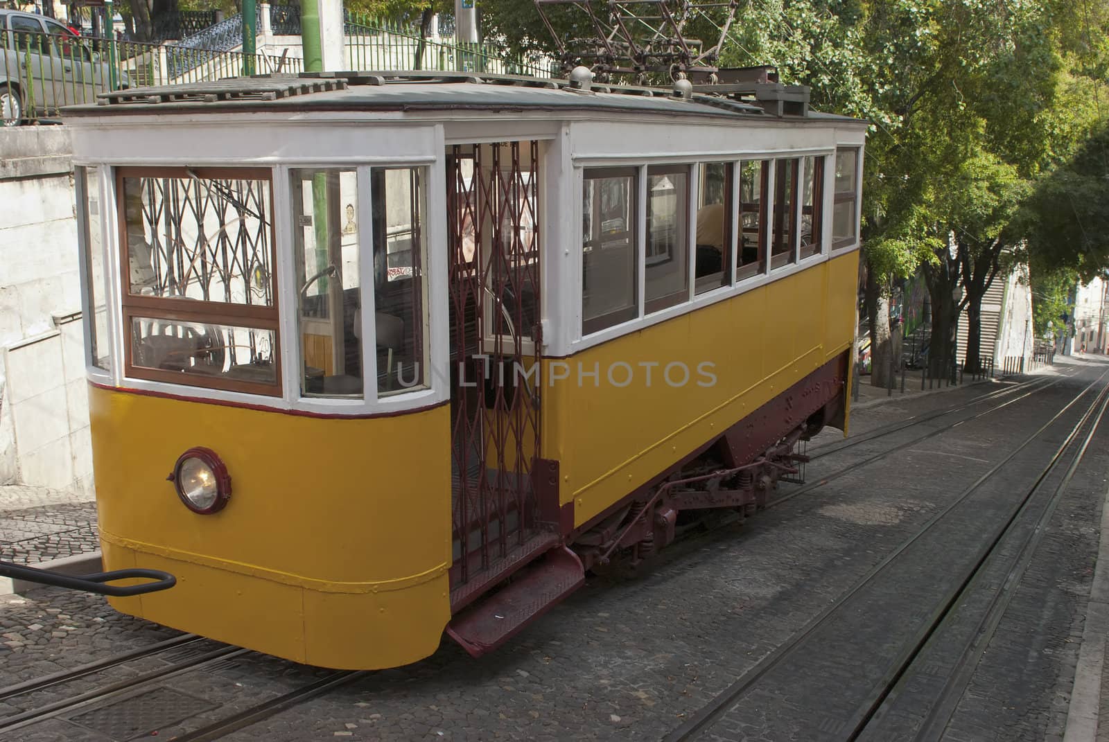 Classic tram on the streets of Lisbon in Portugal, Europe.