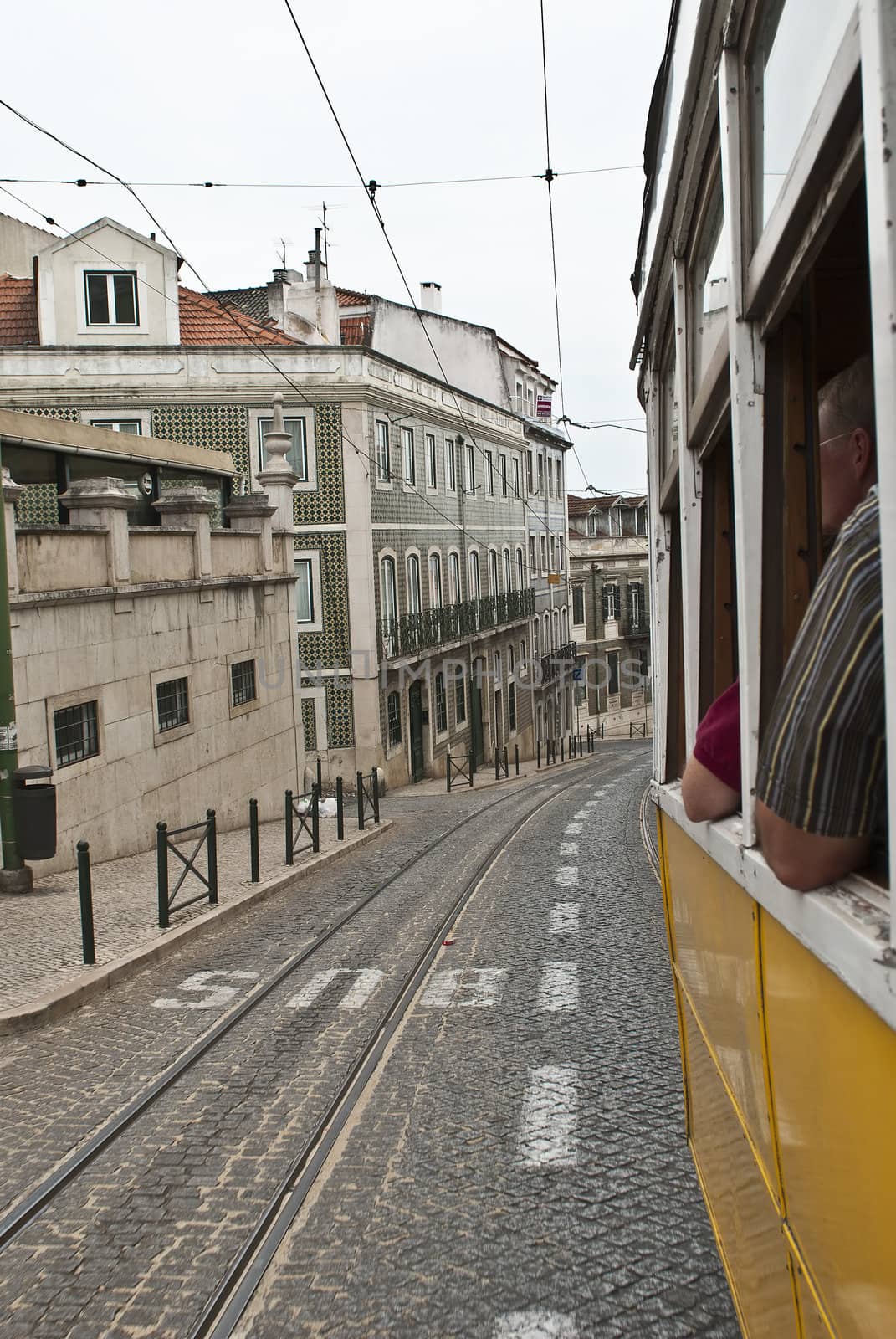 Classic tram on the streets of Lisbon in Portugal, Europe.