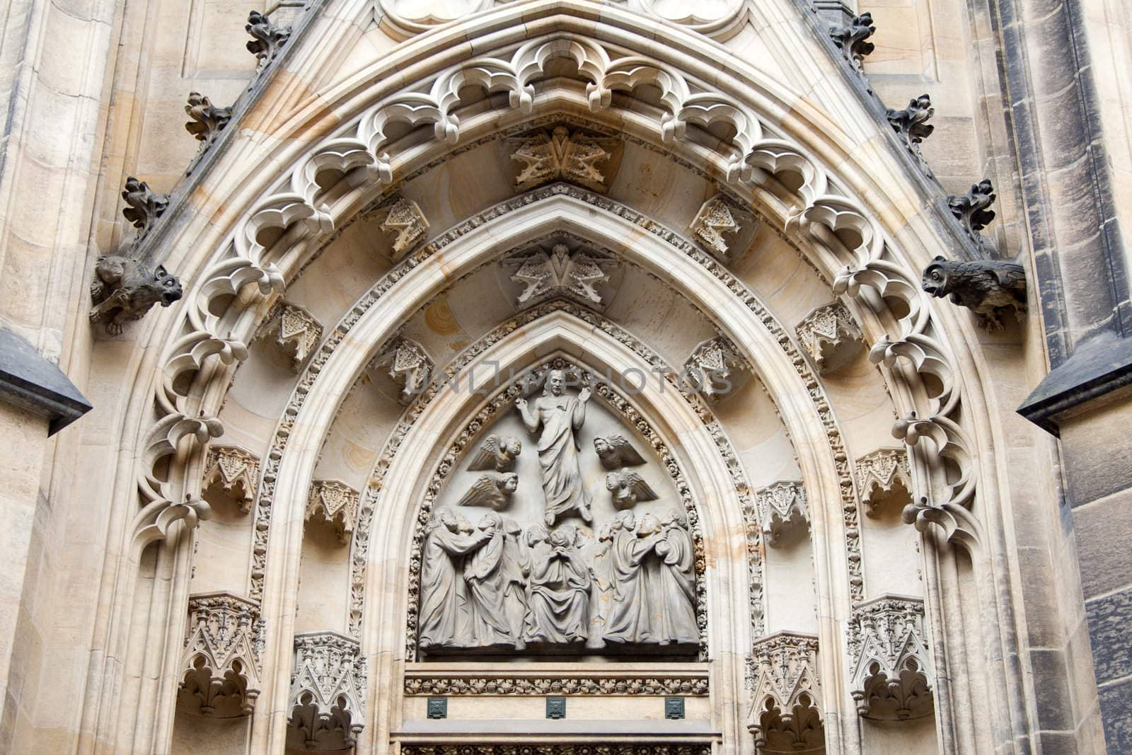 historic building, stucco on the walls, a statue