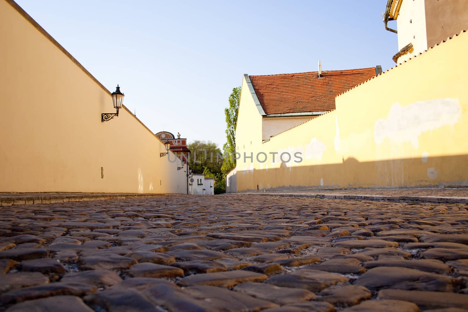 historic building, stucco on the walls, a statue