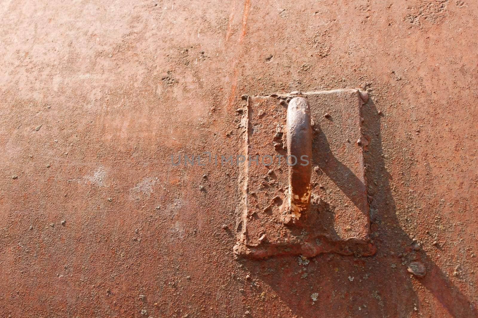 Technological hinge on the old rusty metal objects