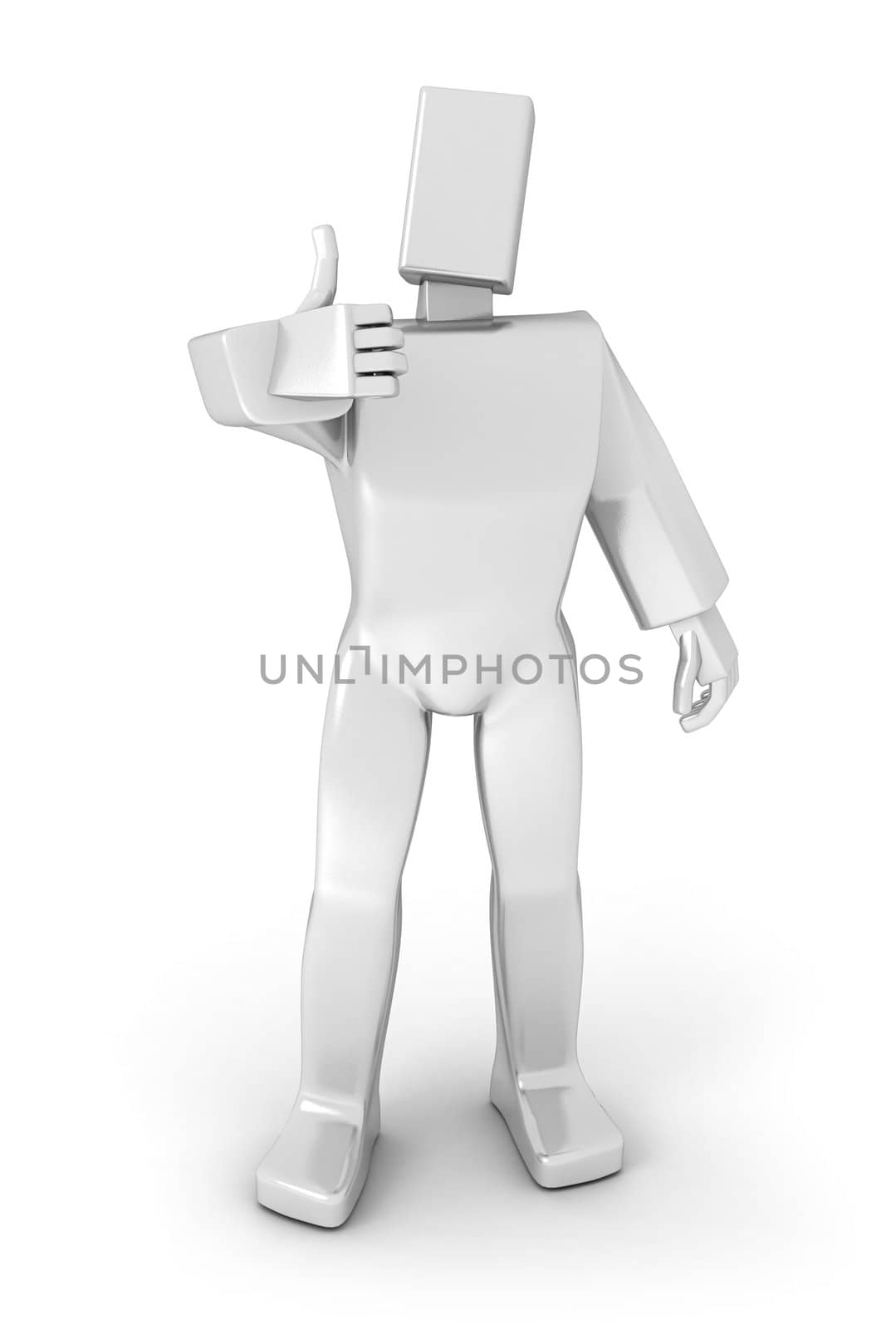 3D man with thumbs-up isolate over a white background