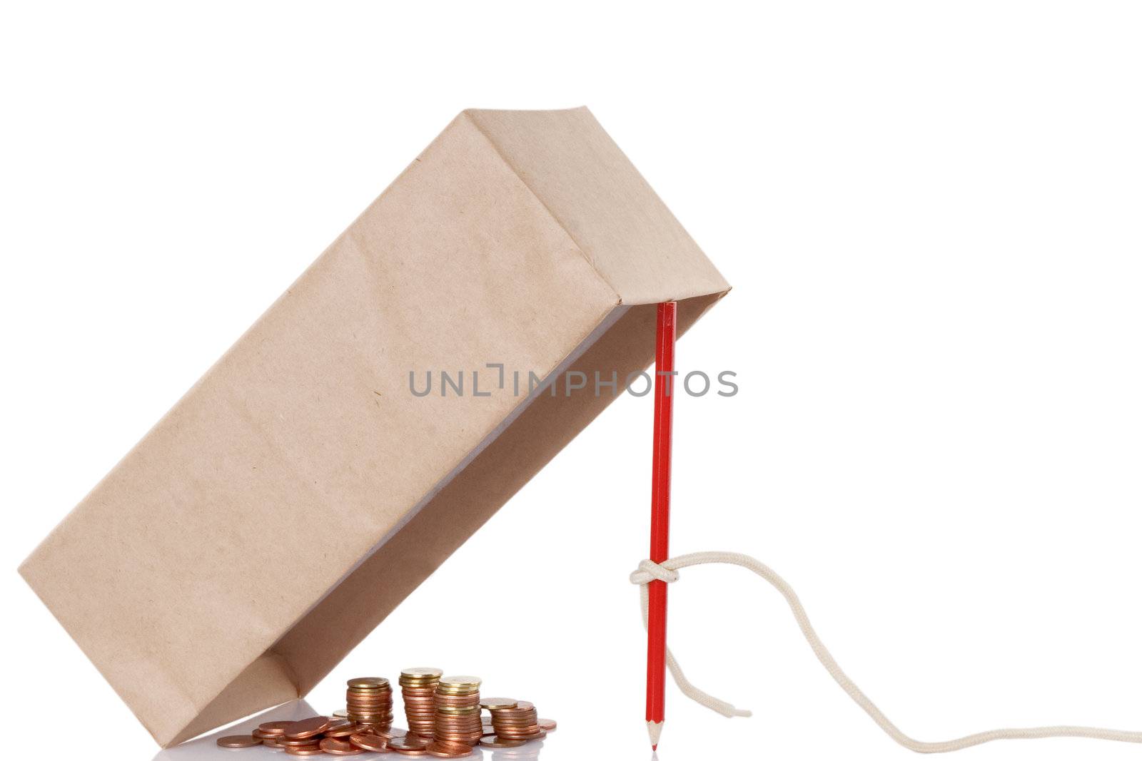 Money trap isolated on white background, fraud concept