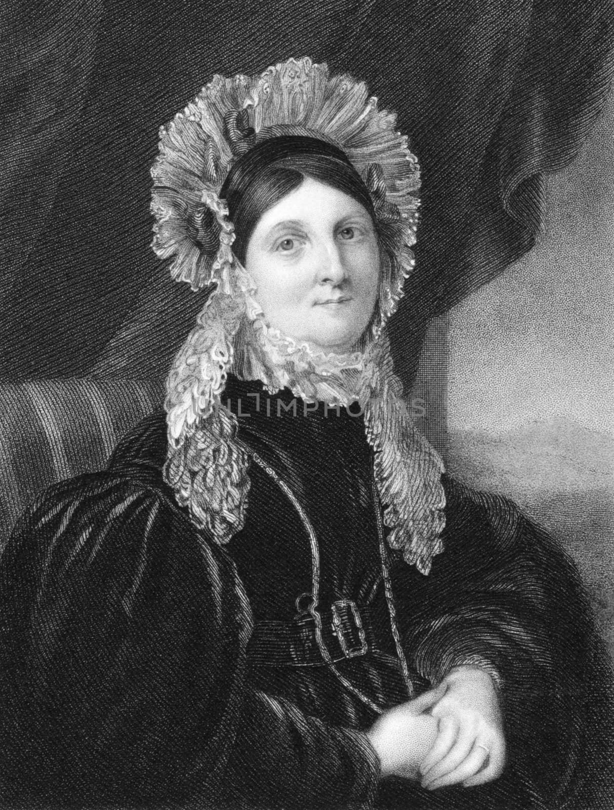 Anne Denman on engraving from 1844. John Flaxman's wife. Engraved by J.Cochran after a picture by Gent and published by P.Jackson, London & Paris.