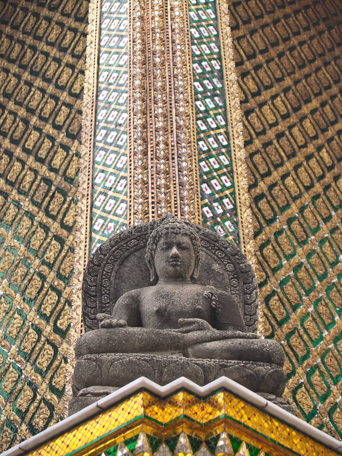 Dhyani Buddhas in front of The Royal Pantheon in Temple of The Emerald Buddha (Wat Phra Kaew), Bangkok, Thailand