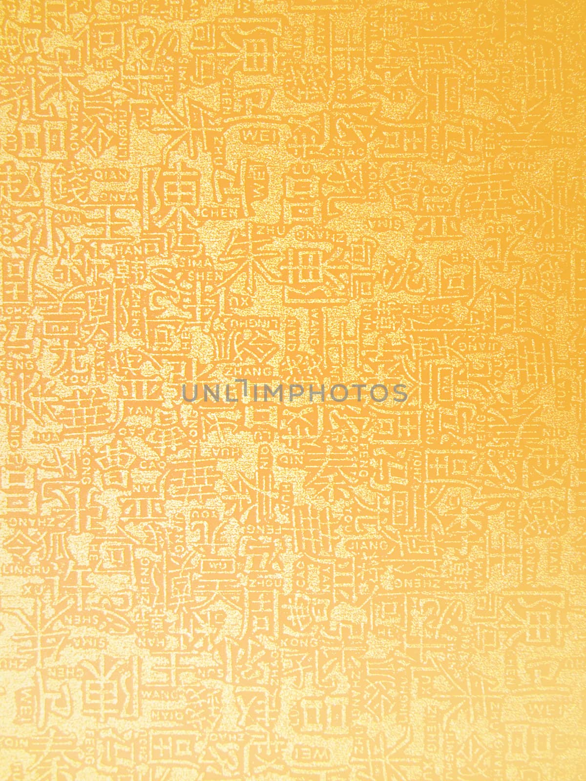 Golden chinese letters on golden background