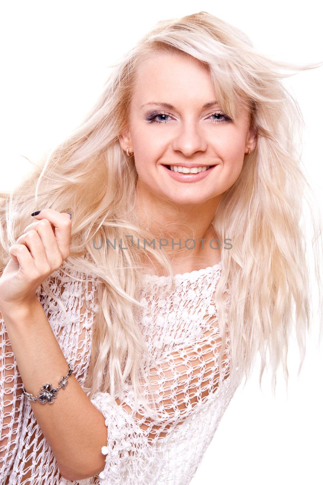 beautiful women face on a white background