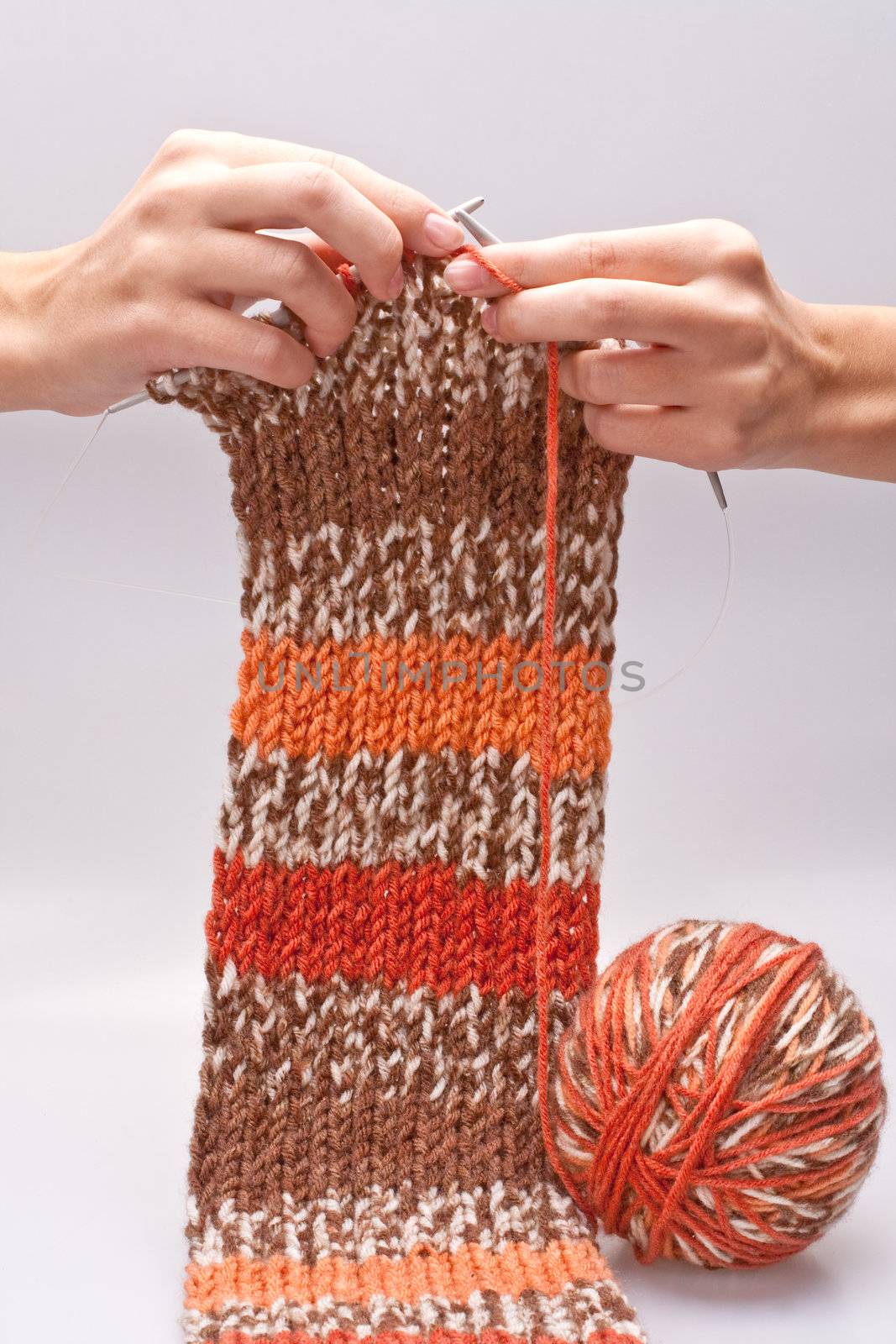 woman's hand knit knitting yarn by Lupen