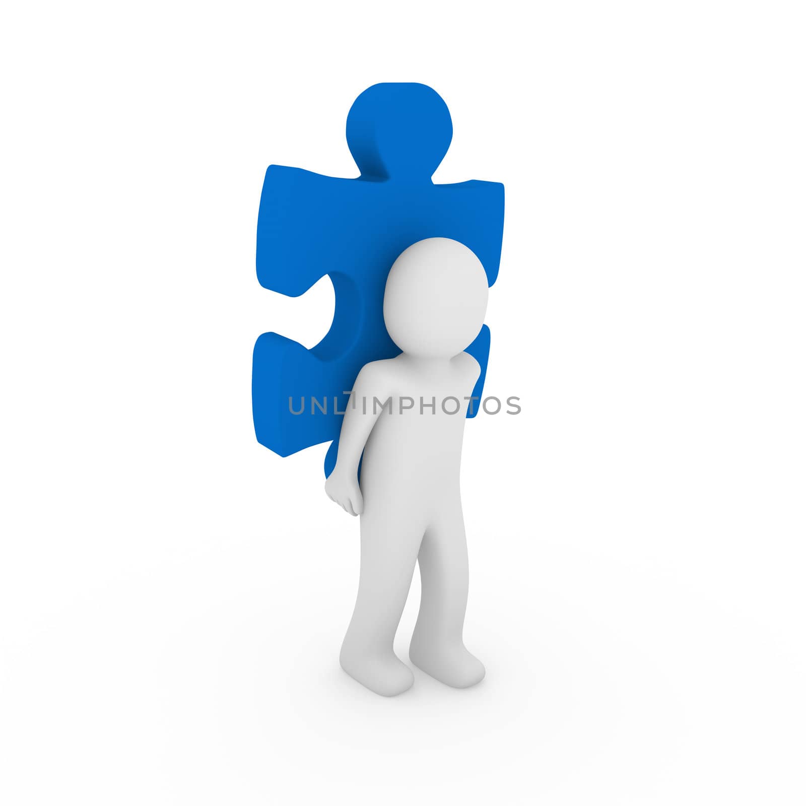3d human puzzle blue business white success teamwork