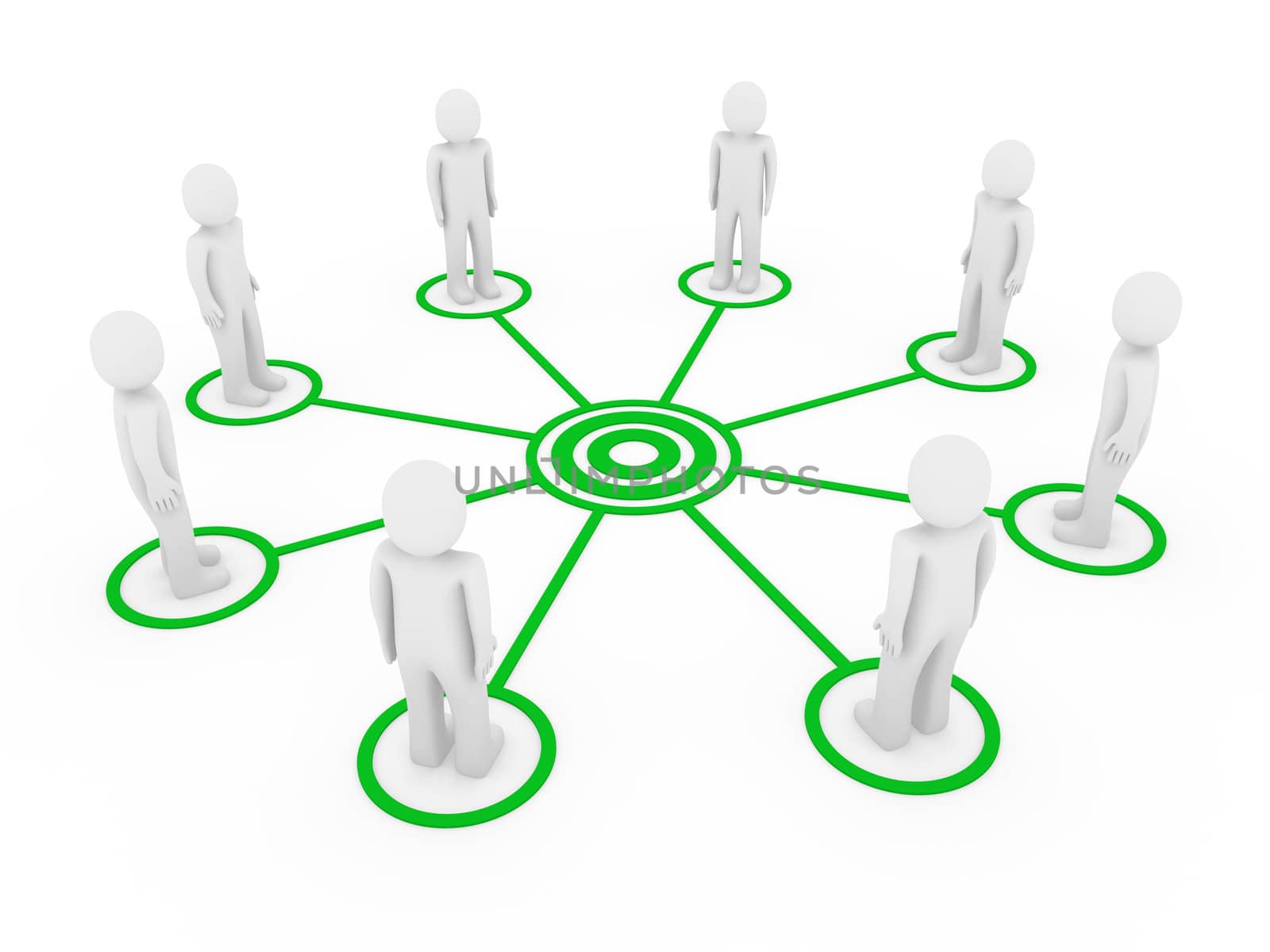 3d human men connection team teamwork circle green