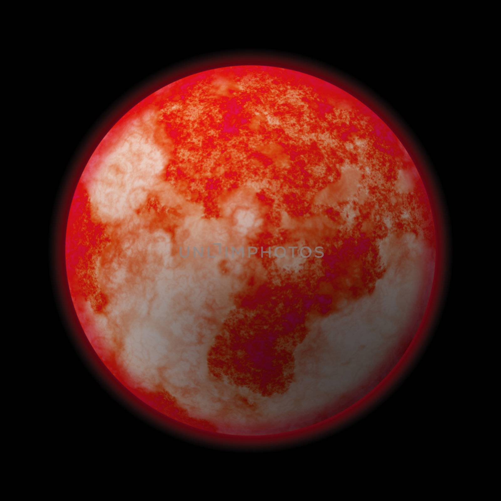 A red hot glowing planet - it works well as Mars or the Sun.