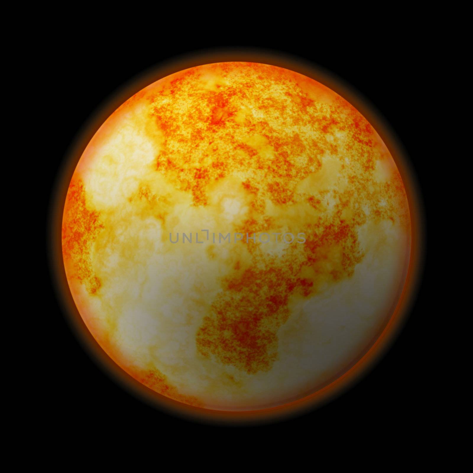 A red hot glowing planet - it works well as Mars or the Sun