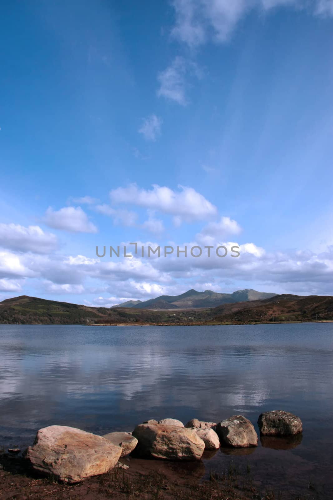 a view fom the shore of carragh lake in county kerry in ireland