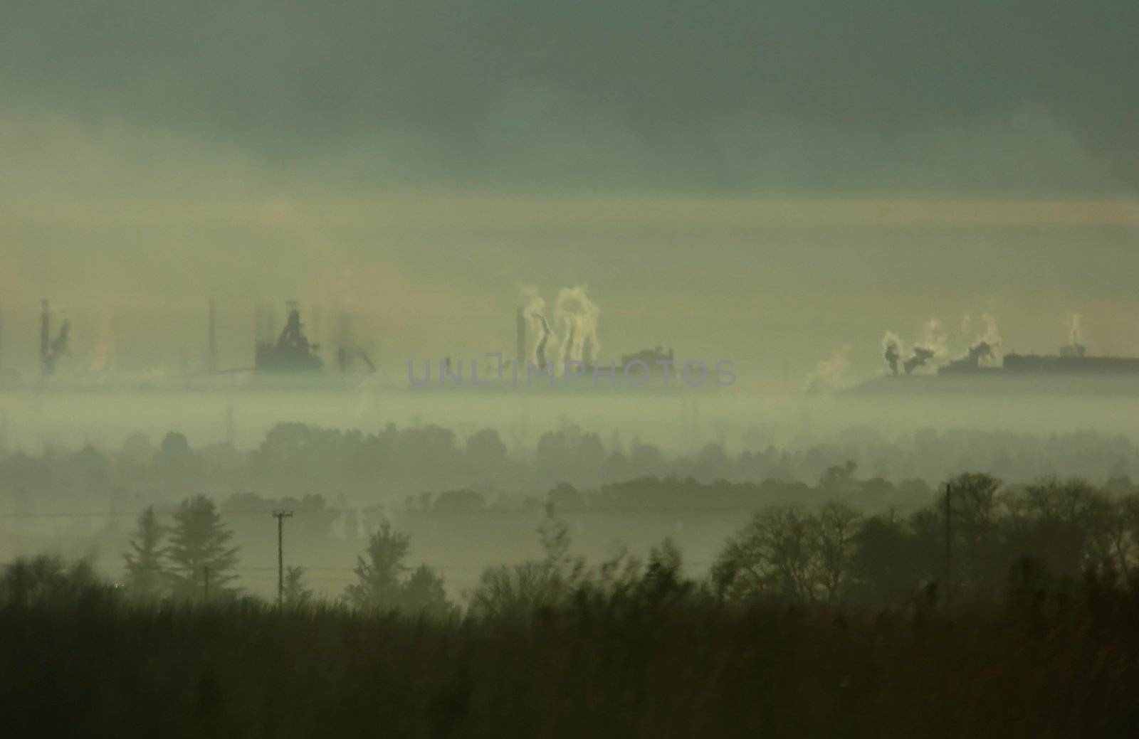Area with much industrial pollution.