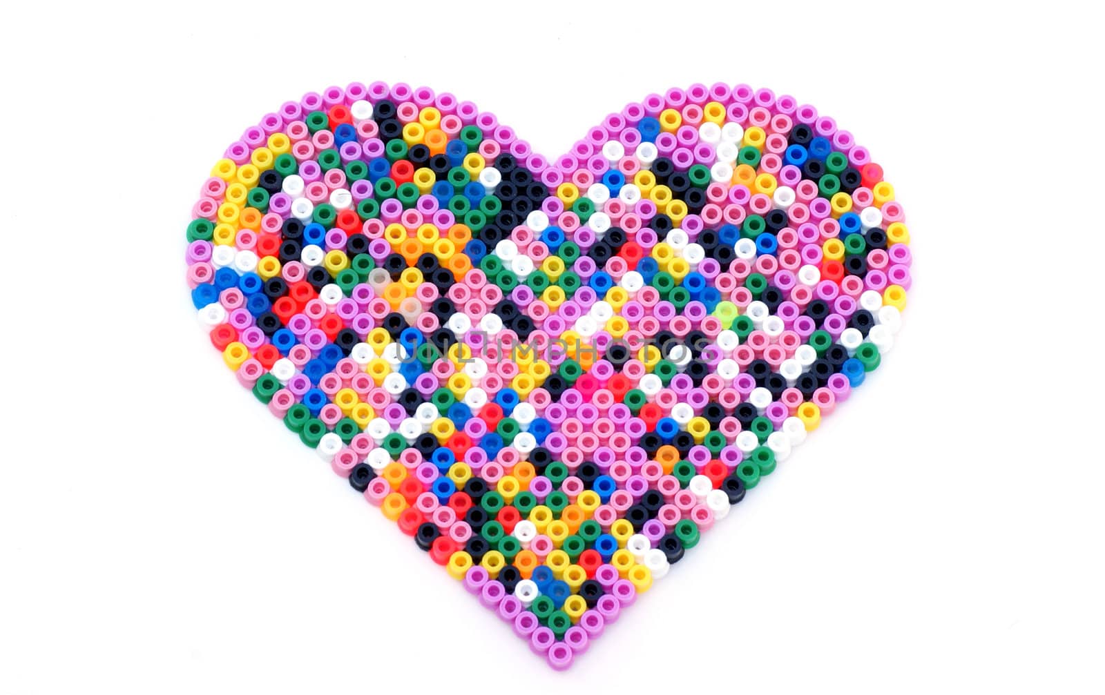 The shape of a heart in many colors.