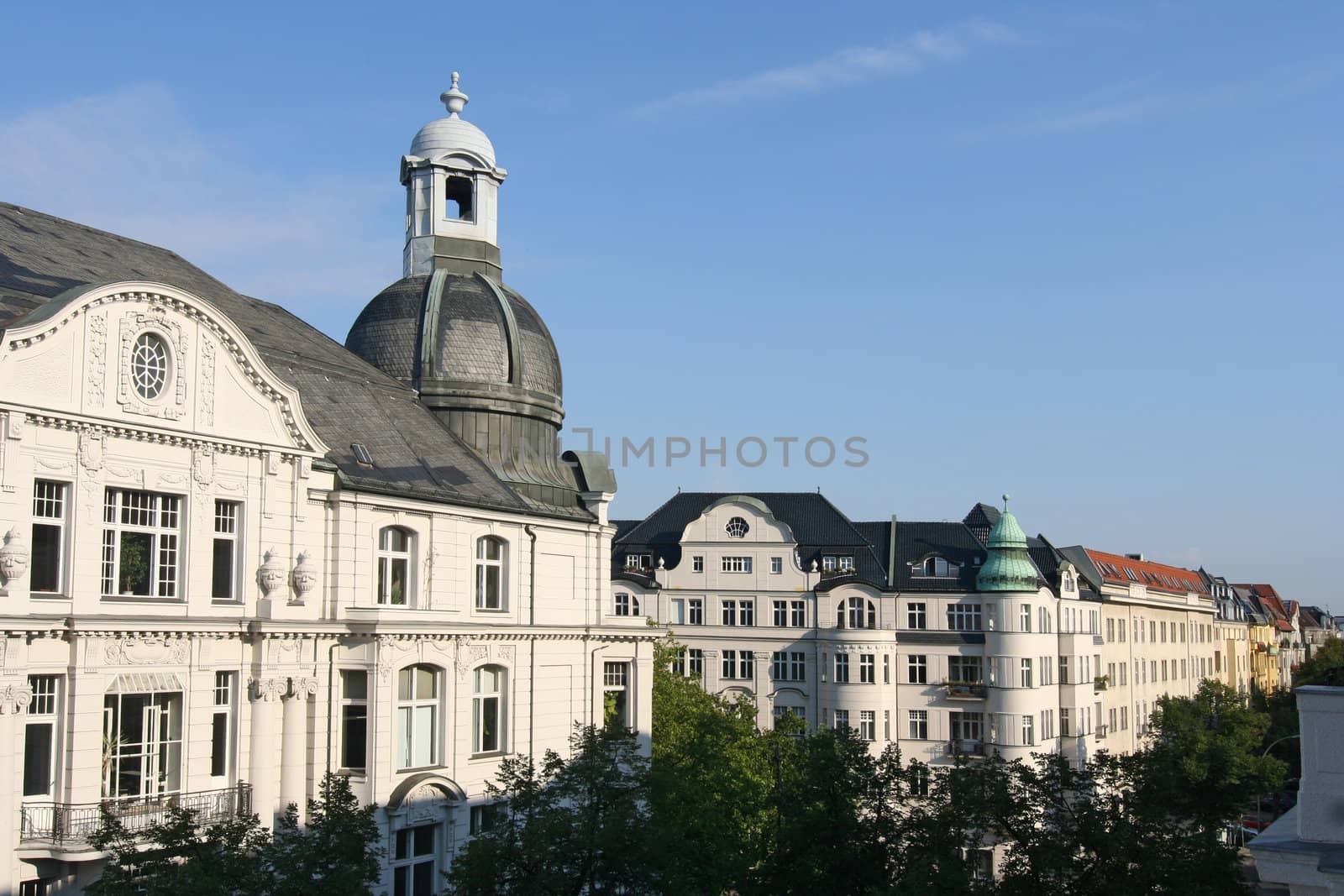 Expensive apartment buildings on Kurfurstendamm in Berlin, Germany