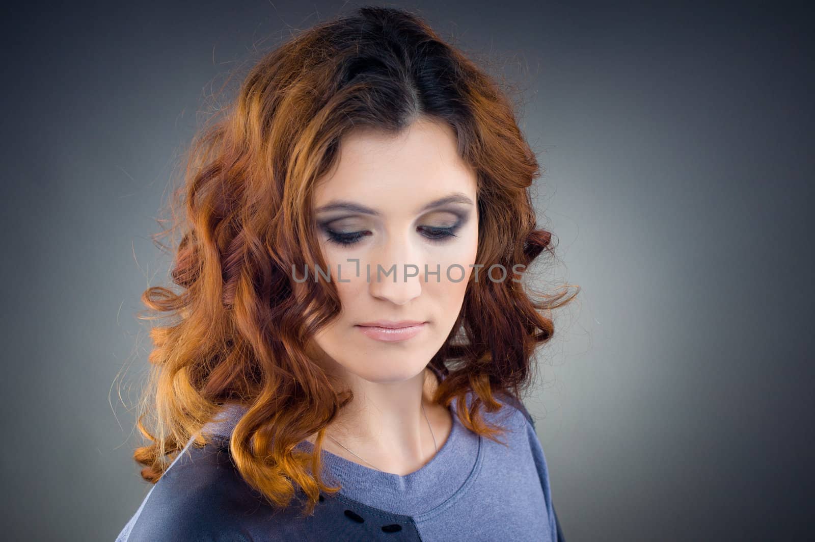 Close-up of Beautiful young woman with fashion make-up