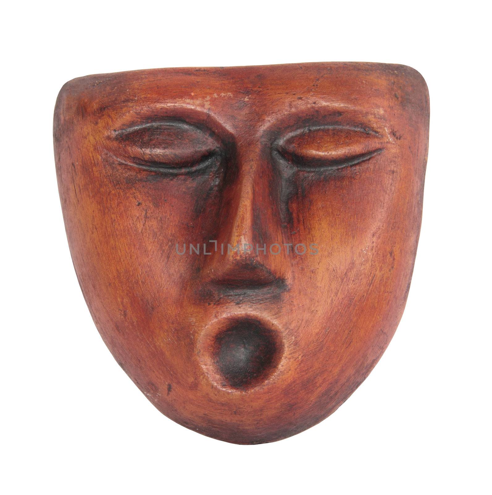 Decorative ceramic mask on a white background