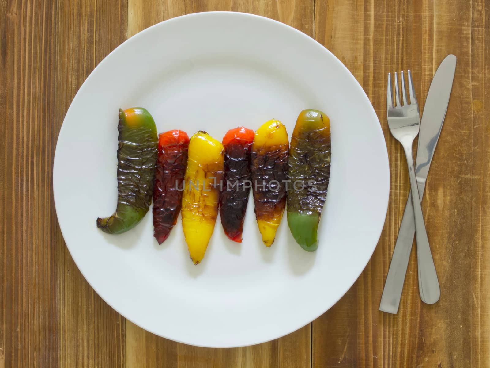plate of grilled bell peppers by zkruger