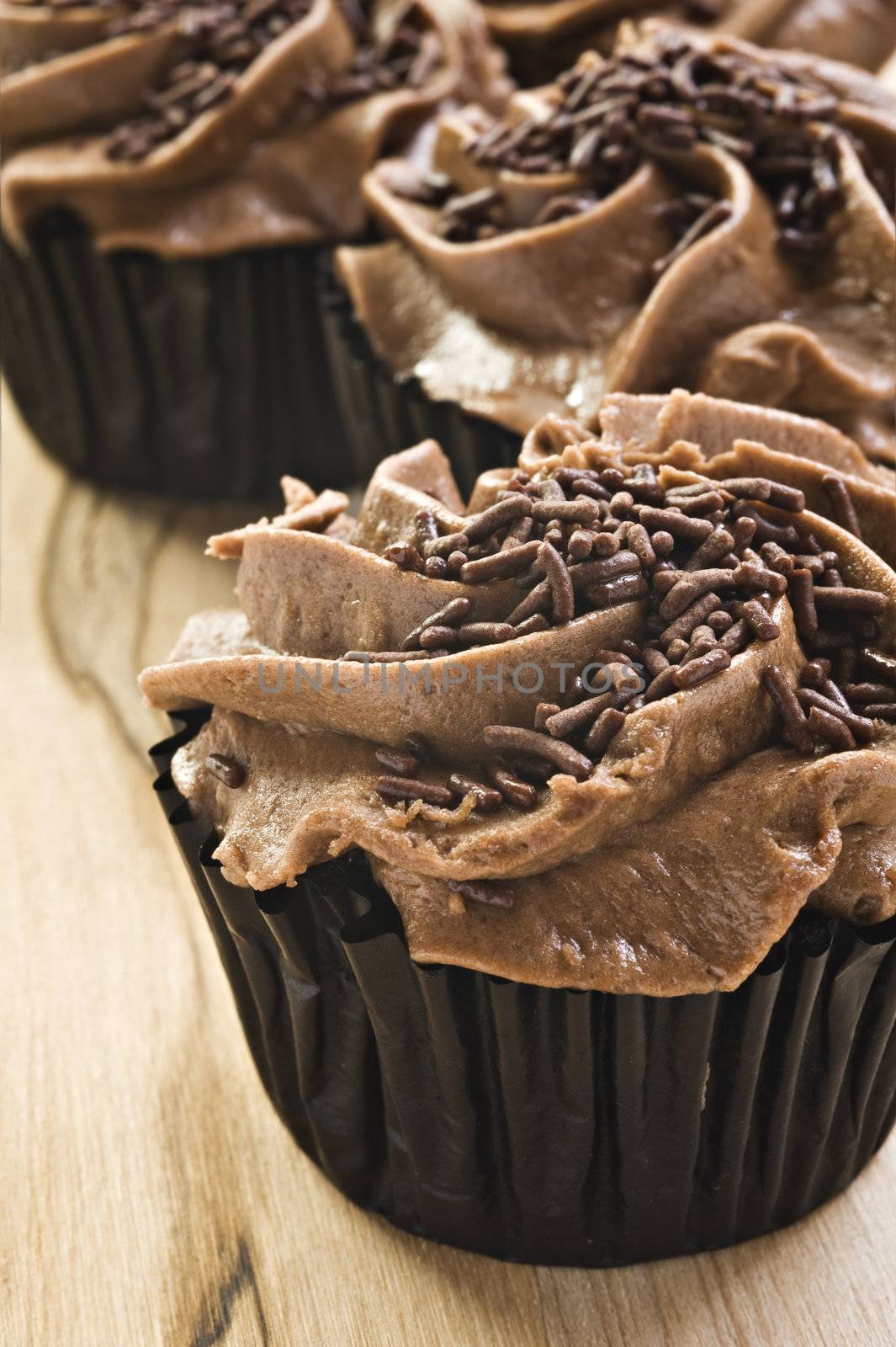 Lovely fresh chocolate cupcakes - very shallow depth of field