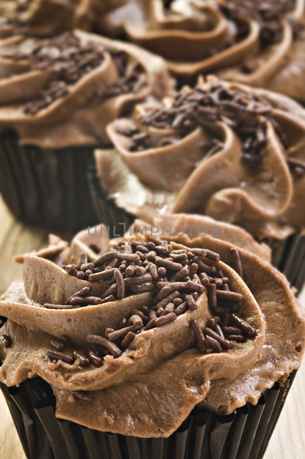 Lovely fresh chocolate cupcakes - very shallow depth of field